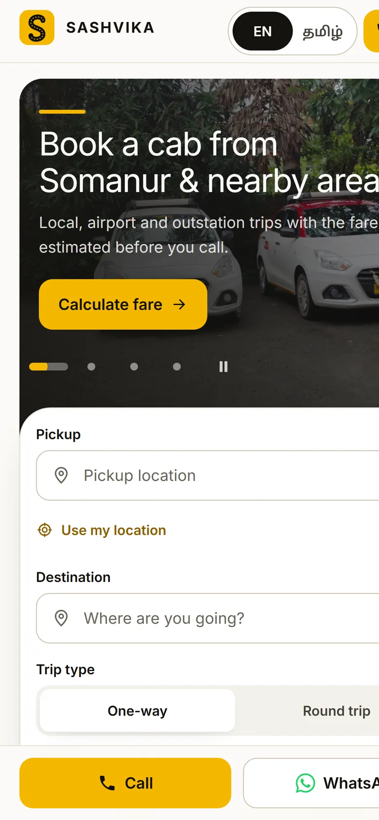 Sashvika Cabs on a phone