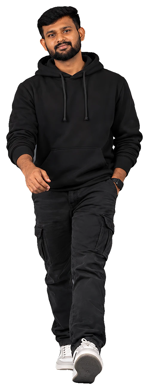 Sakthi Vignesh walking towards the camera