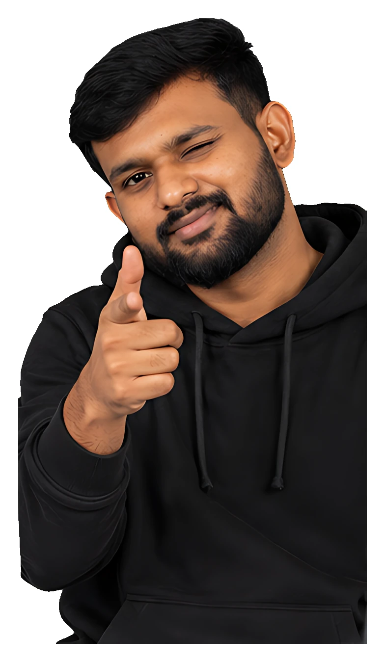 Sakthi Vignesh winking and pointing at you